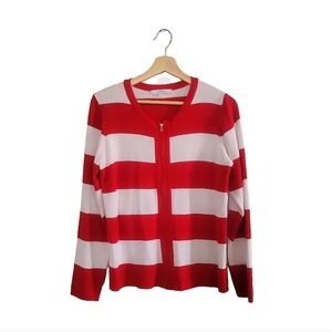 CLEO Zip-front Striped Lightweight Cardigan Sweater Like New Size Large
